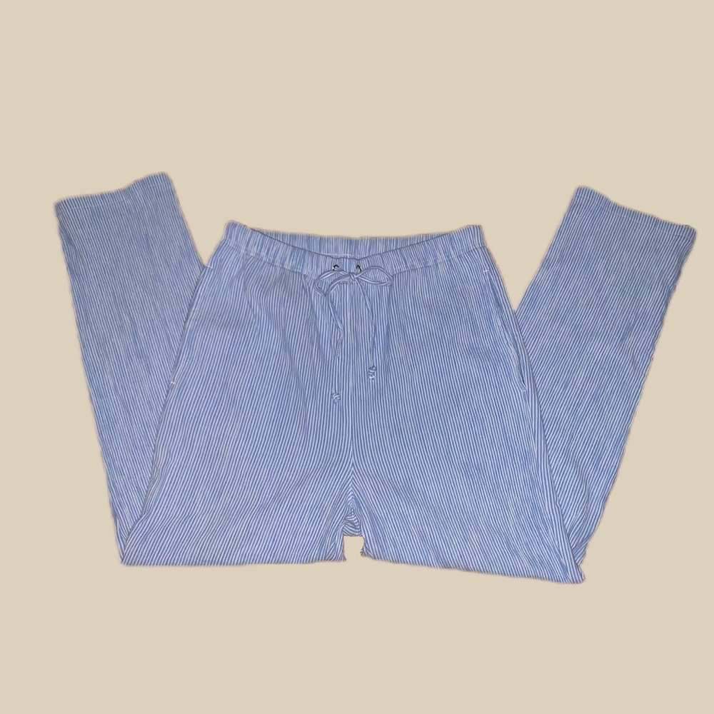 Blue and white striped pants